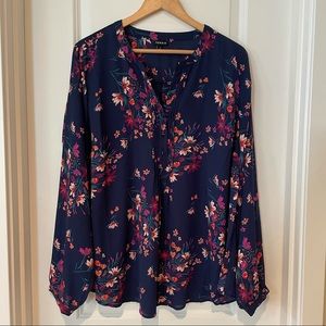 Torrid Floral Pintuck Button Down Blouse